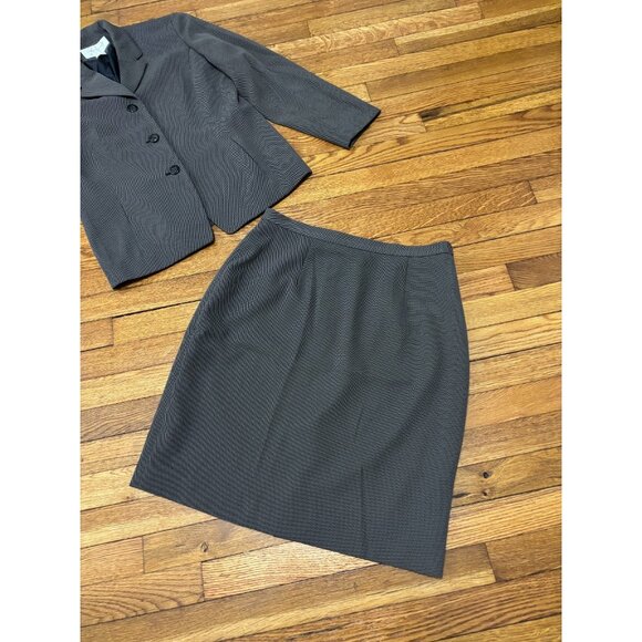 Jones New York Womens Skirt Suit Size 12 Green Pindot Blazer Jacket Career - Picture 2 of 8